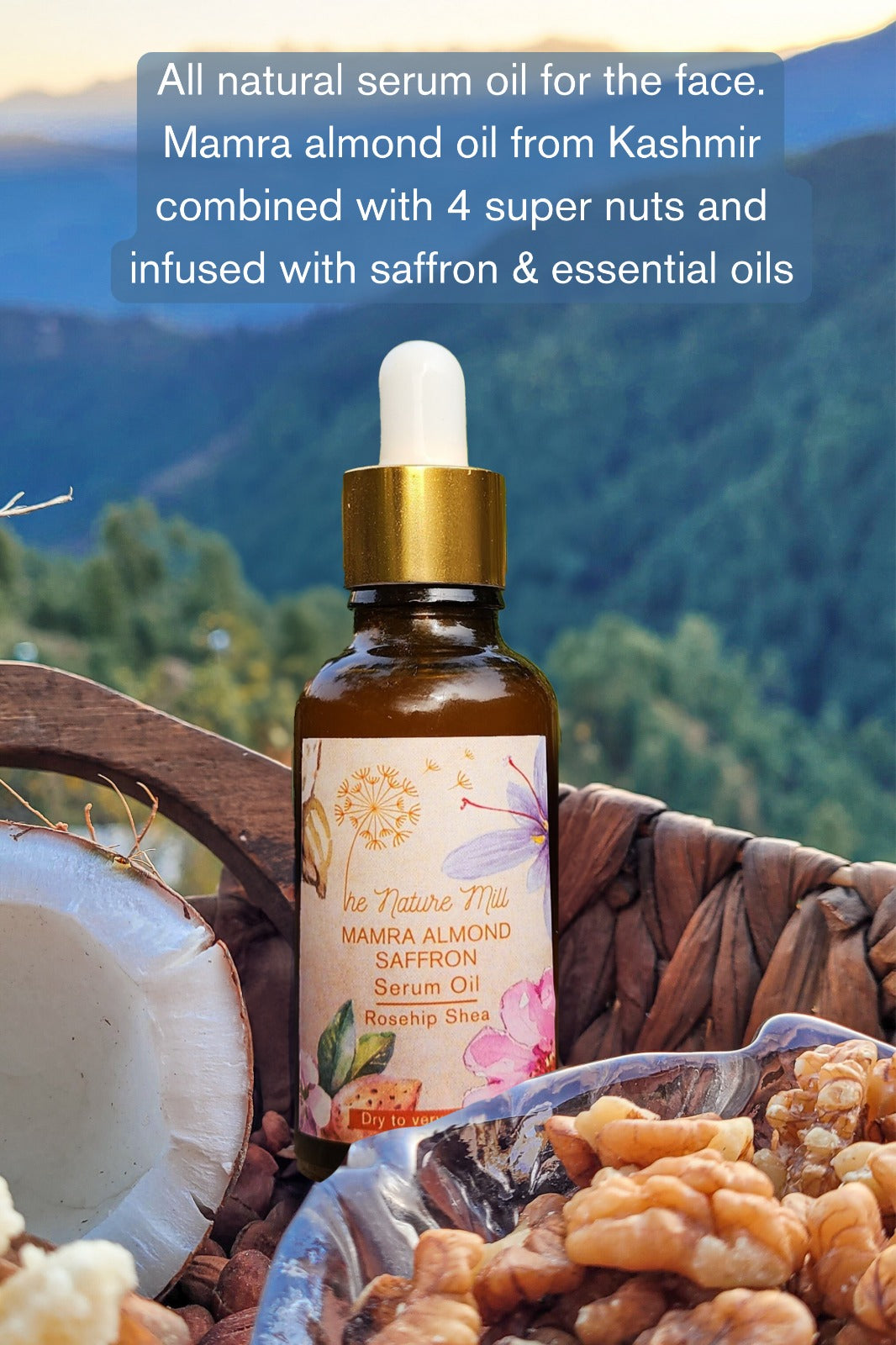 Serum Oil | Mamra Almond Saffron Serum (Rosehip Shea) - Normal To Oily Skin - The Nature Mill – 30ml