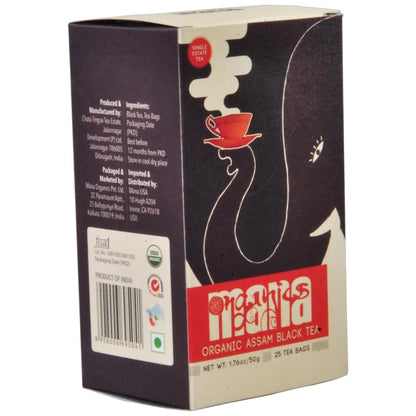 Tea | Organic Assam Black Tea -USDA Organic-Authentic Indian Chai Featuring Assam Tea-No Preservatives- Mana - 25 Tea Bags