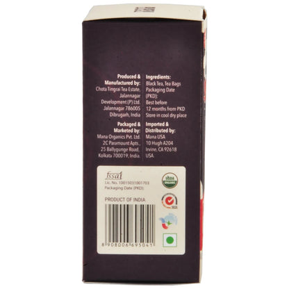 Tea | Organic Assam Black Tea -USDA Organic-Authentic Indian Chai Featuring Assam Tea-No Preservatives- Mana - 25 Tea Bags
