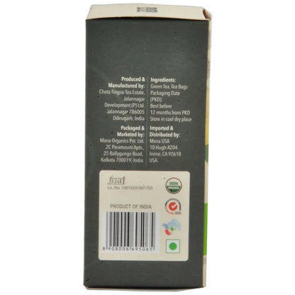 Tea | Organic Green Tea -USDA Organic-Authentic Indian Chai Featuring Assam Tea-No Preservatives- Mana - 25 Tea Bags