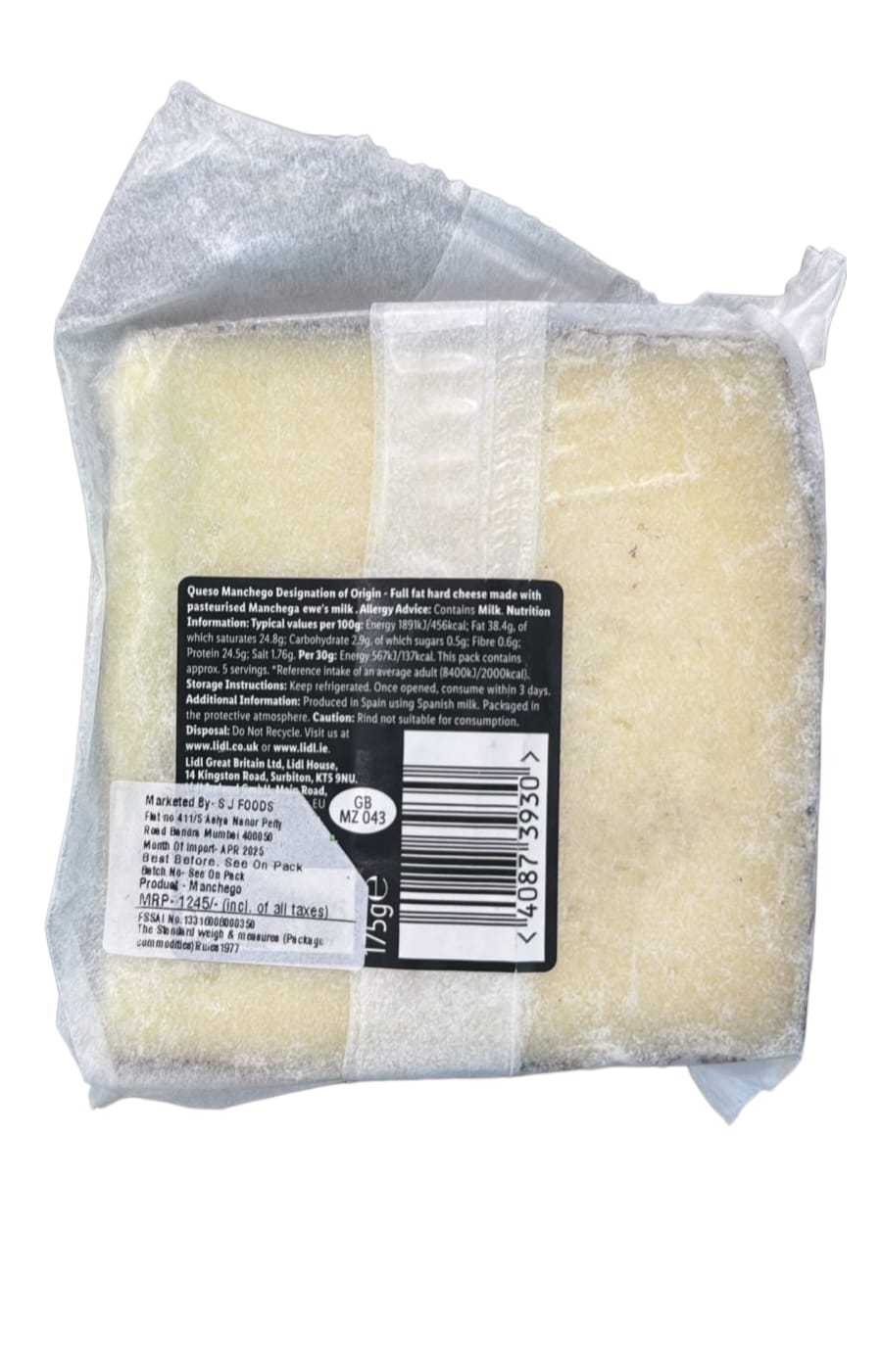 Cheese | Manchego Cheese (Rich & Nutty) - With Sweet, Mellow Notes From La Mancha - Deluxe - 175gm