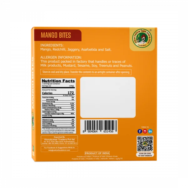 Mango Bites | Homemade - Sweet &amp;amp; Spicy - Natural - Gluten Free - Native Food Store - 100gm