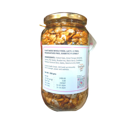 Granola | Mango Berry Granola - Plant Based Whole Food - Oil Free, No Added Preservatives, Lactose Free &amp;amp; Diabetic Friendly - Bliss Box Foods - 500gm