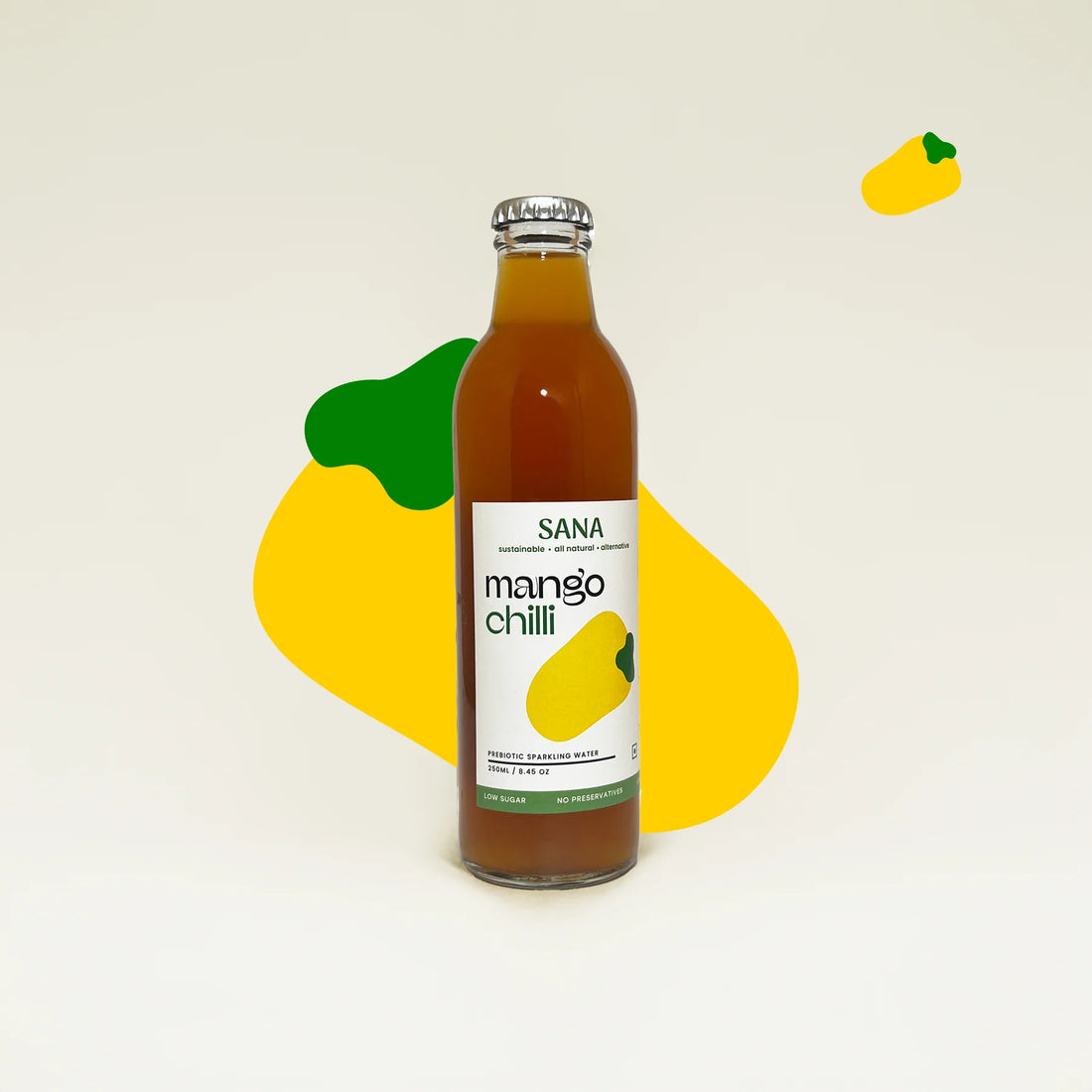 Sparkling Water | Mango Chilli Prebiotic Sparkling Water - All Natural - No Added Preservatives, Chemical Free - Sana Health First - 250ml