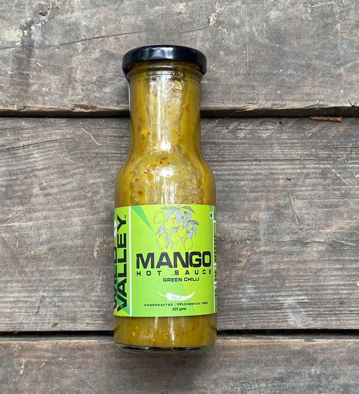 Mango Green Chilli Hot Sauce – Natural – Indian – Vegan &amp;amp; No Added Chemicals – Wild Valley – 225gm