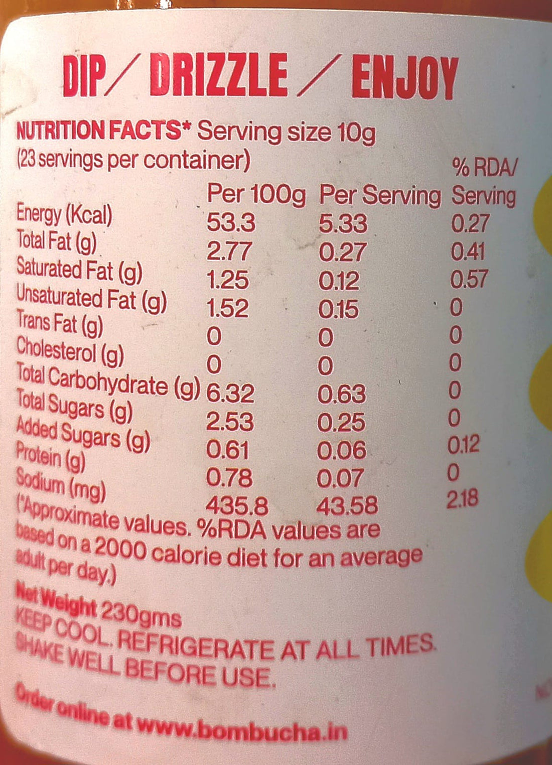 Sauce | Mango Habanero Hot Sauce (Made With All Natural High Quality Ingredients) - Lacto Fermented - No Flavour Enhancer, No Artificial Colors &amp;amp; No Added Preservatives - Bombucha - 230gm