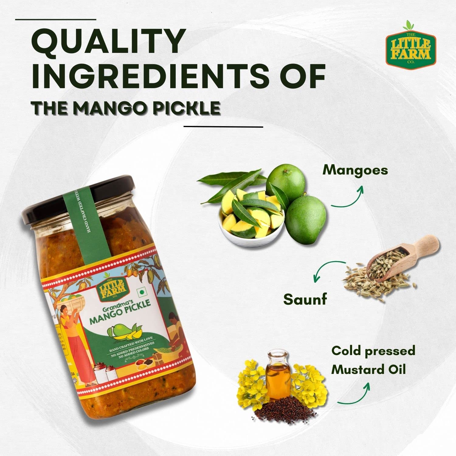 Pickle | Mango (Grandma) - Handcrafted - No Added Preservatives &amp; No Added Colours - The Little Farm - 400gm