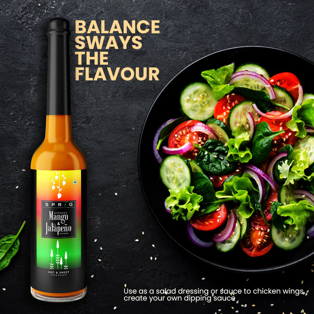 Sauce | Alphonso Mango Jalapeno Pepper - Hot And Sweet Sauce - Vegan, Gluten Free, Paleo Friendly &amp; No Synthetic Colors Or No Added Flavors - Sprig - 110gm