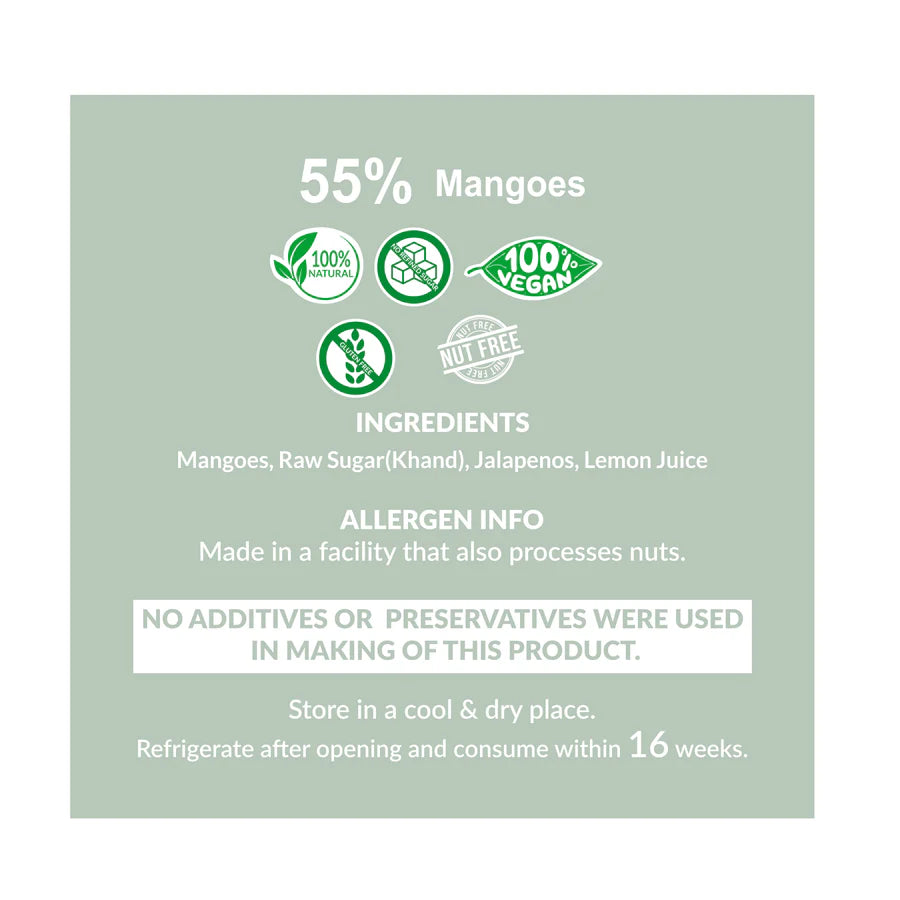 Mango Jalapeno Preserve - Vegan, Gluten Free, No Refined Sugar &amp;amp; Nut Free - The Gourmet Jar - 230gm