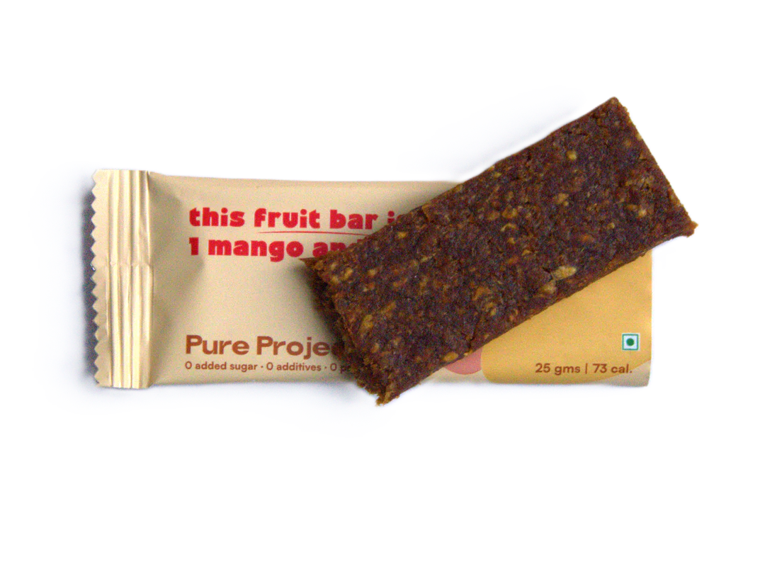 Fruit Bar | Mango Apple Fruit Bar - Vegan, Gluten Free &amp; High Fiber - Pure Project - 25gm