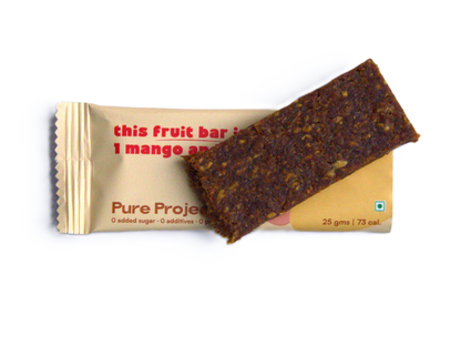 Fruit Bar | Mango Apple Fruit Bar - Vegan, Gluten Free &amp; High Fiber - Pure Project - 25gm