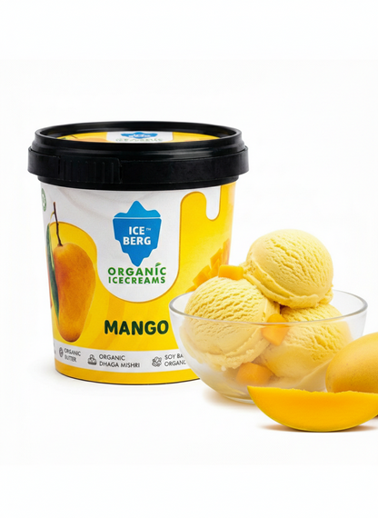 Ice Cream | Mango Ice Cream (Made From A2 Milk, Gondh Gum, Organic Butter, Mango )-Gluten Free - Churned with authentic &amp; Real Ingredients -Zero Preservatives &amp; No Refined Sugar- Iceberg Organic Ice Cream - 125ml