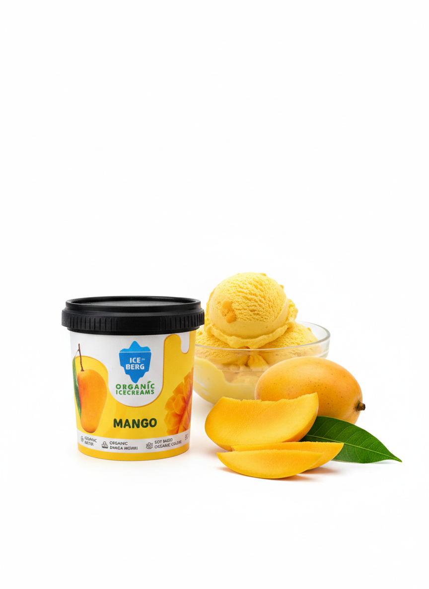 Ice Cream | Mango Ice Cream (Made From A2 Milk, Gondh Gum, Organic Butter, Mango )-Gluten Free - Churned with authentic &amp; Real Ingredients -Zero Preservatives &amp; No Refined Sugar- Iceberg Organic Ice Cream - 125ml