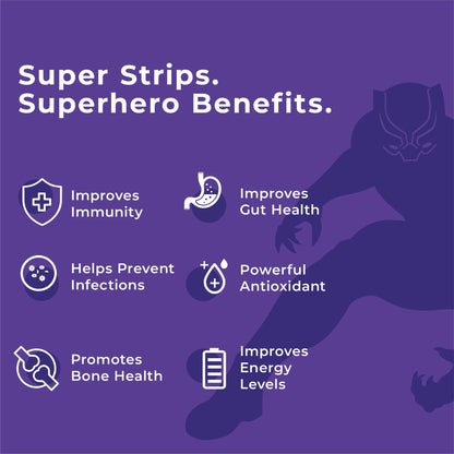 Marvel Advanced Immunity (Valencia Orange) – Melts For Kids – USDA Organic – Vegan &amp;amp; Zero Sugar – Wellbeing Nutrition – 30 Strips
