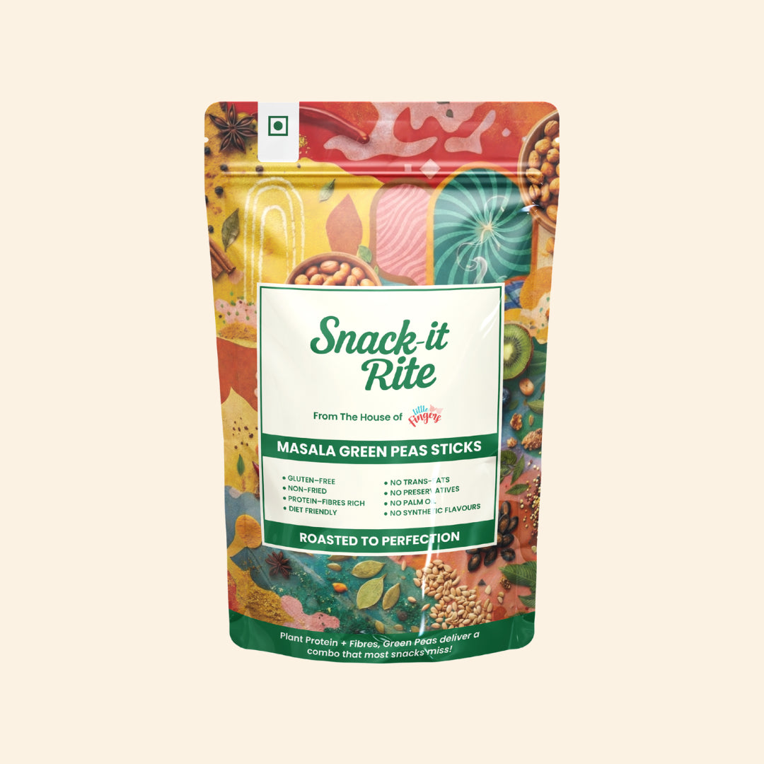 Masala Green Peas Sticks - Gluten Free -Non Fried, Gluten Free-  No Added Preservatives ,No Palm Oil –Little Fingers ( Snack It Rite)– 80gm