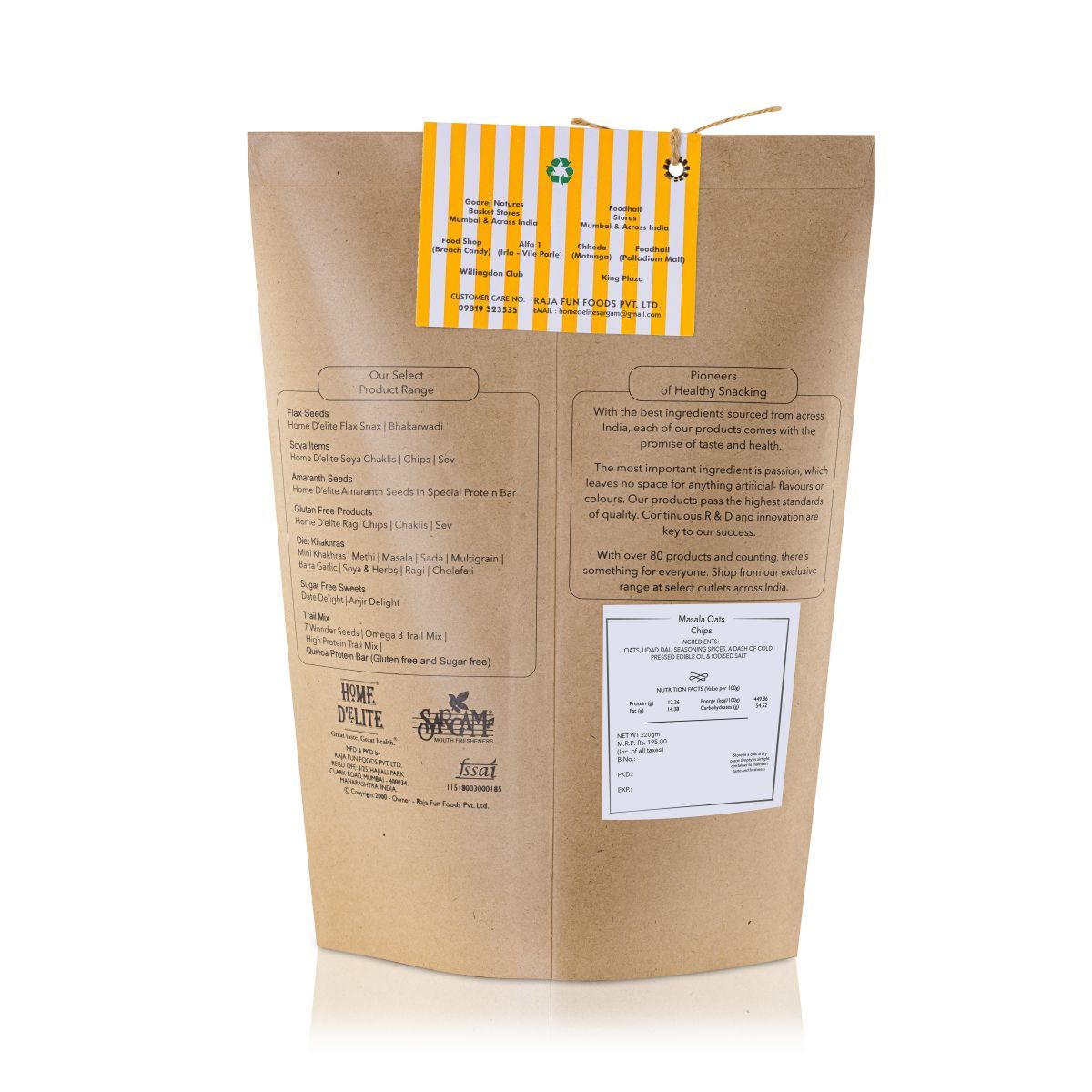 Chips | Masala Oats Chips – Zero Cholesterol &amp;amp; No Trans Fat - Home D’elite – 220gm