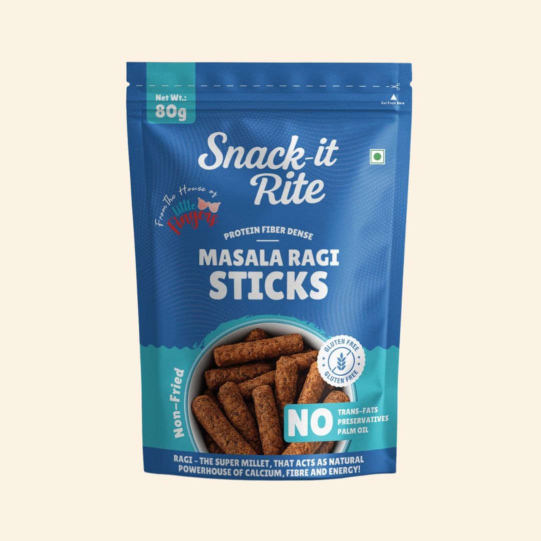 Masala Ragi Sticks -Magic Masala - Gluten Free -Non Fried, Gluten Free-  No Added Preservatives ,No Palm Oil –Little Fingers ( Snack It Rite)– 80gm