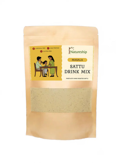Sattu Drink Mix | Masala Sattu Drink Mix - Hand Roasted &amp; Stone Ground Chana Sattu – Gluten Free, High In Protein And Fiber Or Preservatives  Free - Natureship - 250gm