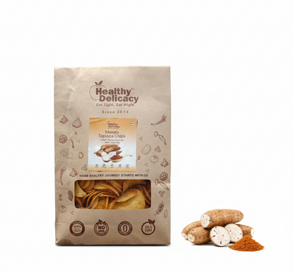 Chips| Masala Tapioca Chips - Gluten Free , Vegan - Zero Cholesterol- No Trans Fat - No Preservative- High Energy -100%  Healthy Delicacy-190gm