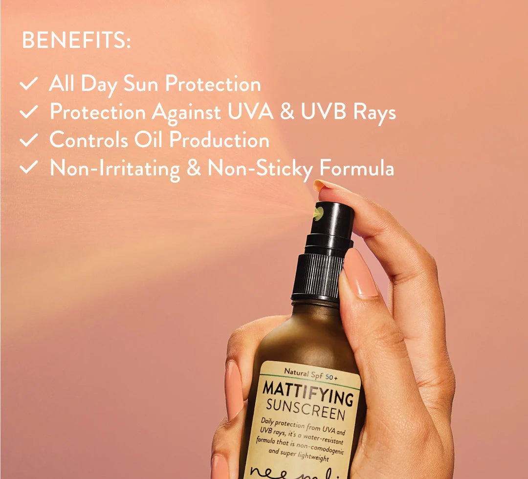 Sunscreen | Mattifying (Spf 50+) - Sun Blocker - Natural - Vegan, Cruelty Free, Paraben Free &amp;amp; Fragrance Free  - Neemli Natural - 50ml
