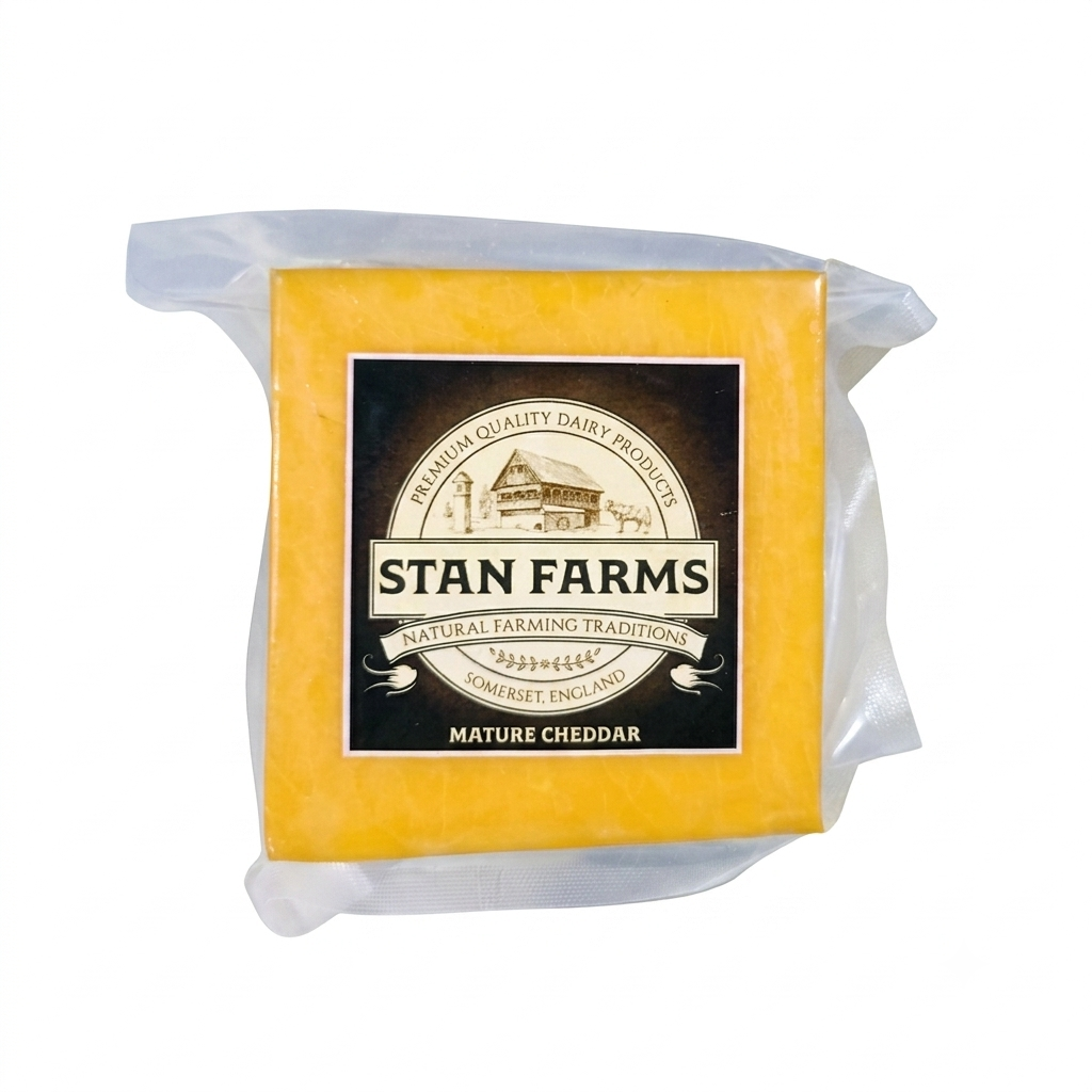 Mature Cheddar Cheese (Mature Coloured Cheddar Cheese)   -Pasteurized - Natural Farming Traditions - Stan Farms - 200gm