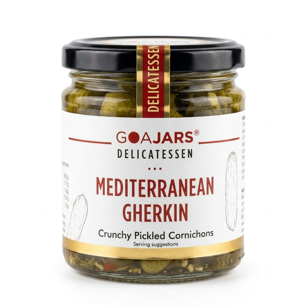 Pickle | Mediterranean Gherkin (Crunchy Pickled Cornichons) - 100% Natural - Vegan & Gluten Free-No Added Sugar - GOAJARS - 200gm