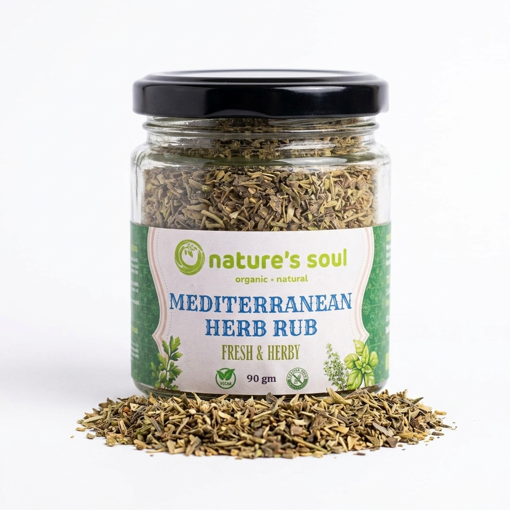 Spices |Mediterranean Herb Rub (Fresh &amp; Herby)- Vegan, Gluten Free - Seasoning- Organic Ingredients, No Refined Used, No Emulsifiers &amp; Stabilisers &amp; No Artificial Ingredients - Nature&