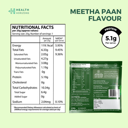 Plant Protein Bite | Hemp - Nuts - Paan - 100% Natural - Vegan, No Added Sugar, Soy Free &amp; No Additives - Health Horizon - 25gm