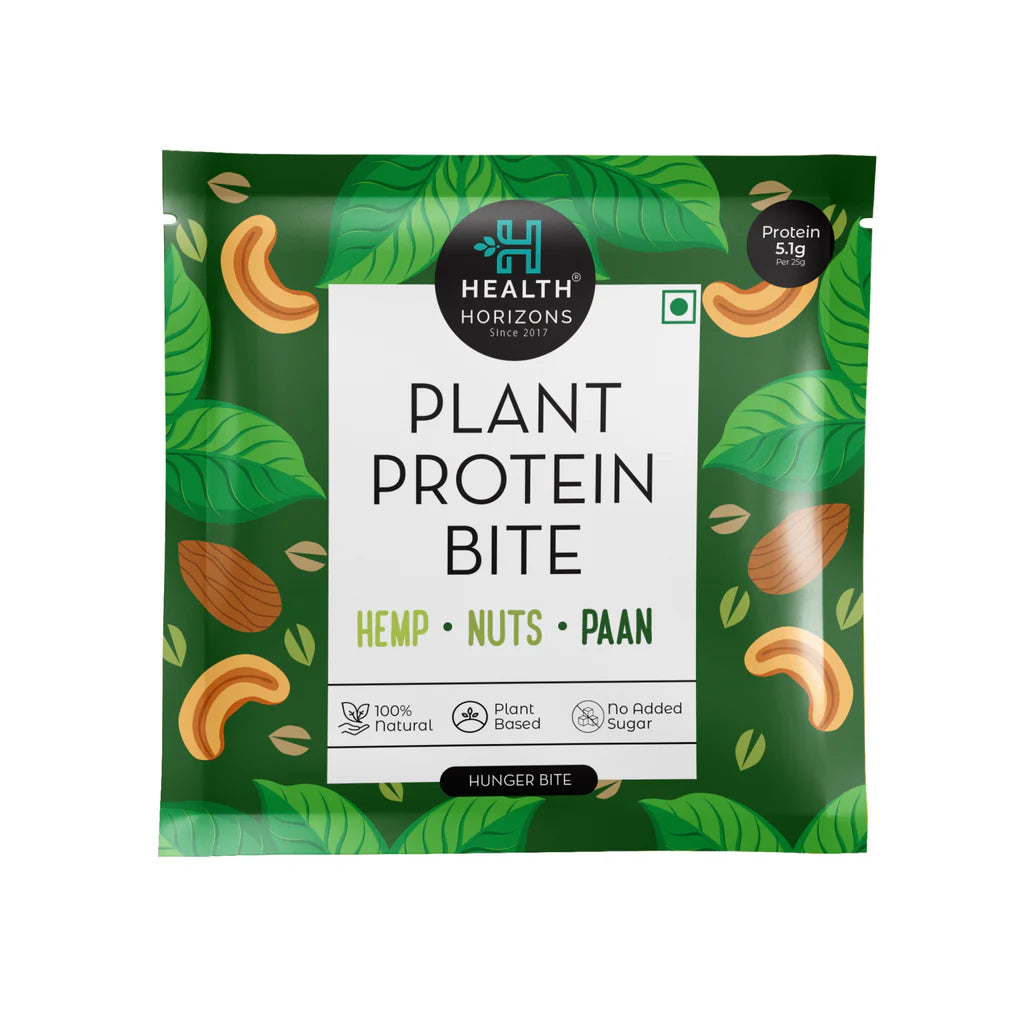 Plant Protein Bite | Hemp - Nuts - Paan - 100% Natural - Vegan, No Added Sugar, Soy Free &amp; No Additives - Health Horizon - 25gm