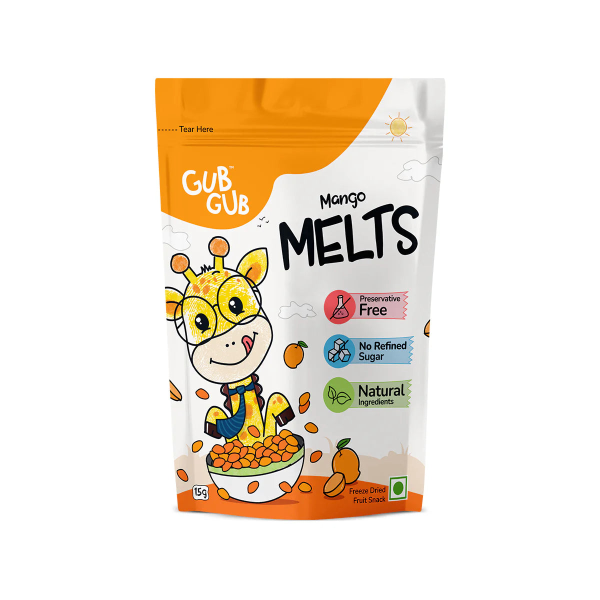 Melts | (Mango Melts) – 12+ Months – Freeze Dried Fruit Snack - All Natural Ingredients – No Added Preservatives &amp; No Refined Sugar – GUB GUB – Pack Of 1
