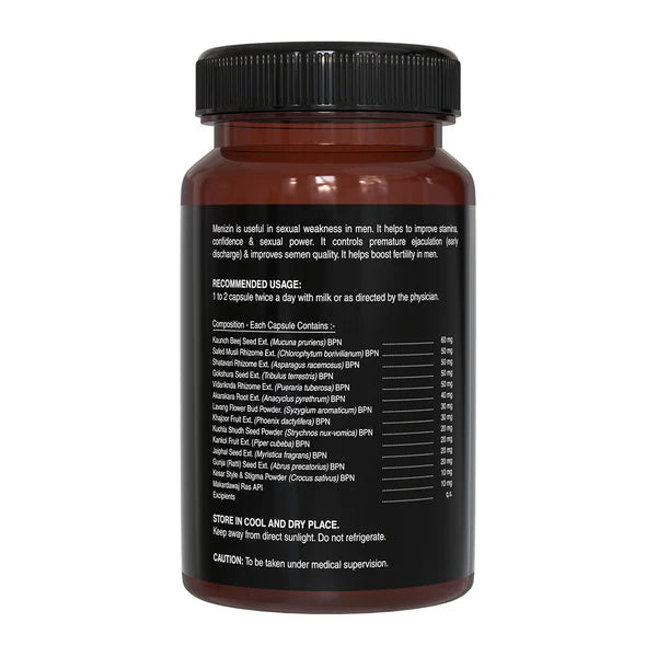 Menizin For Men - Power Of Musli &amp;amp; Kesar – Pure Nutrition – 60 Capsules