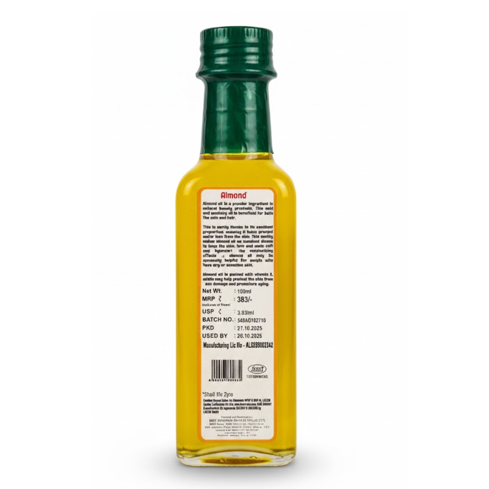 Almond Oil | Sweet - Certified Organic - Mrt Organics - 100ml