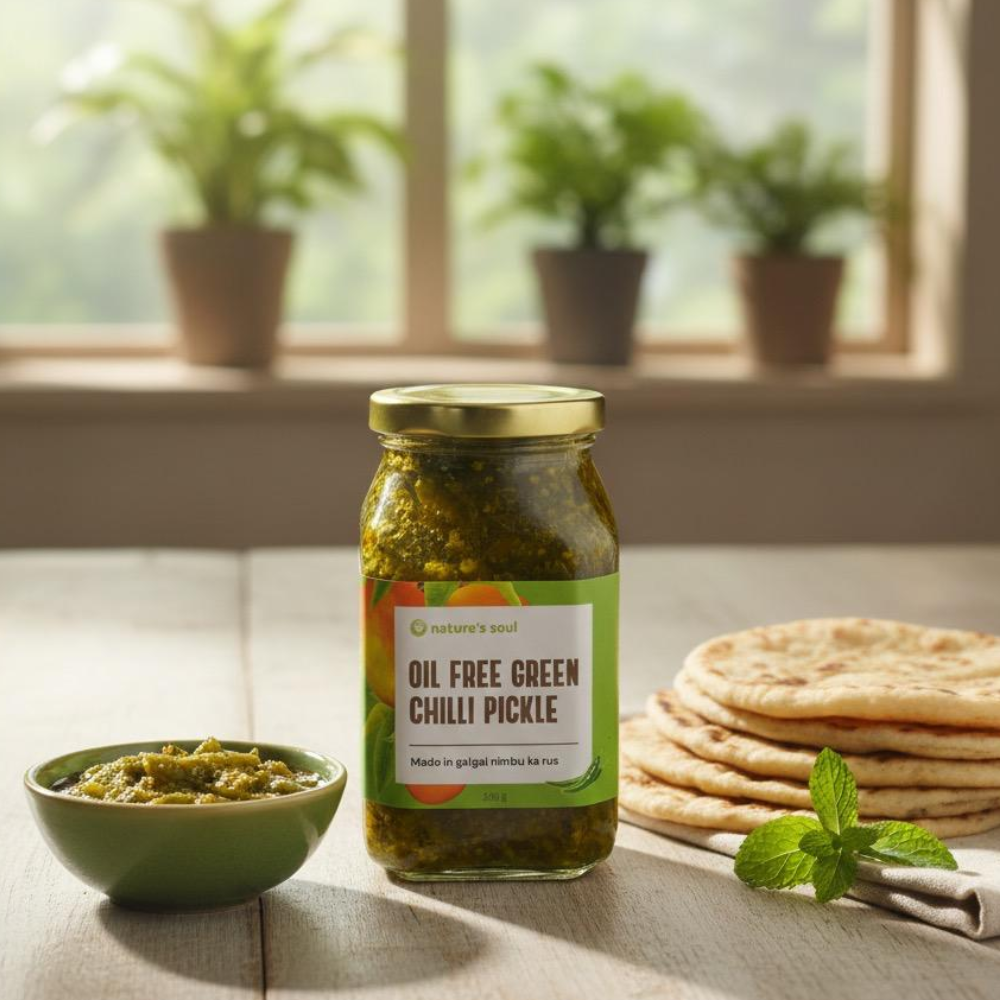 Oil Free Green Chilli Pickle - Nature&