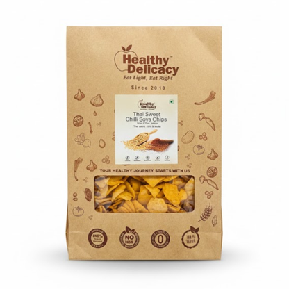 Chip | Thai Sweet Chilli Soya Chips- Zero Cholesterol-No Preservative-No Trans Fat- High Energy -Baked-Healthy Delicacy-210gm