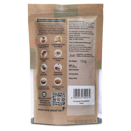 Fenugreek Seeds  - Conscious Food - 100gm