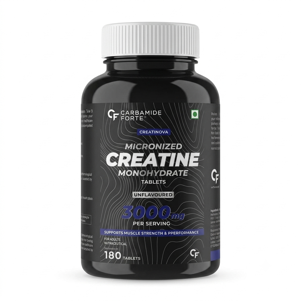 Supplements | Micronized Creatine Monohydrate Tablet  (Unflavoured, 3000mg Per Serving) - Supports  Muscles Strength &amp; Performance - Carbamide Forte - 180 Tablets