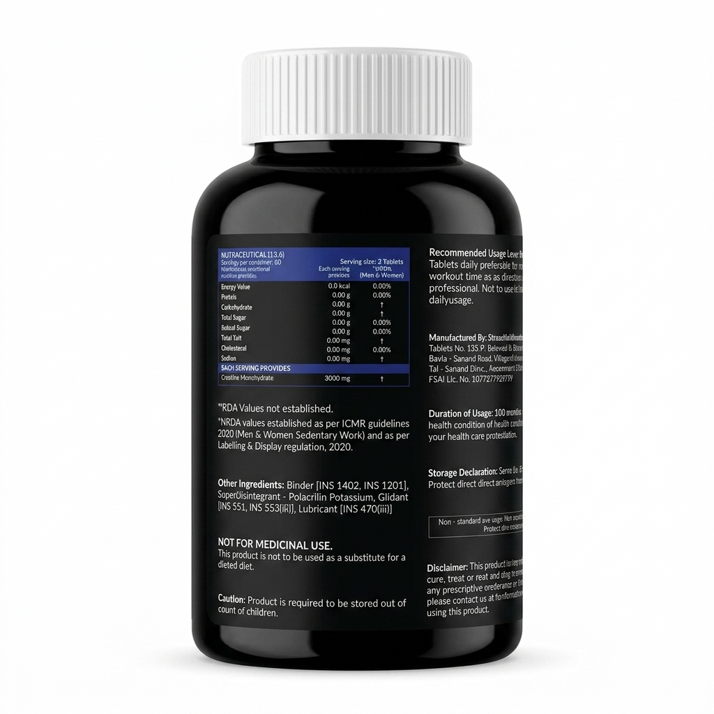 Supplements | Micronized Creatine Monohydrate Tablet  (Unflavoured, 3000mg Per Serving) - Supports  Muscles Strength &amp; Performance - Carbamide Forte - 180 Tablets