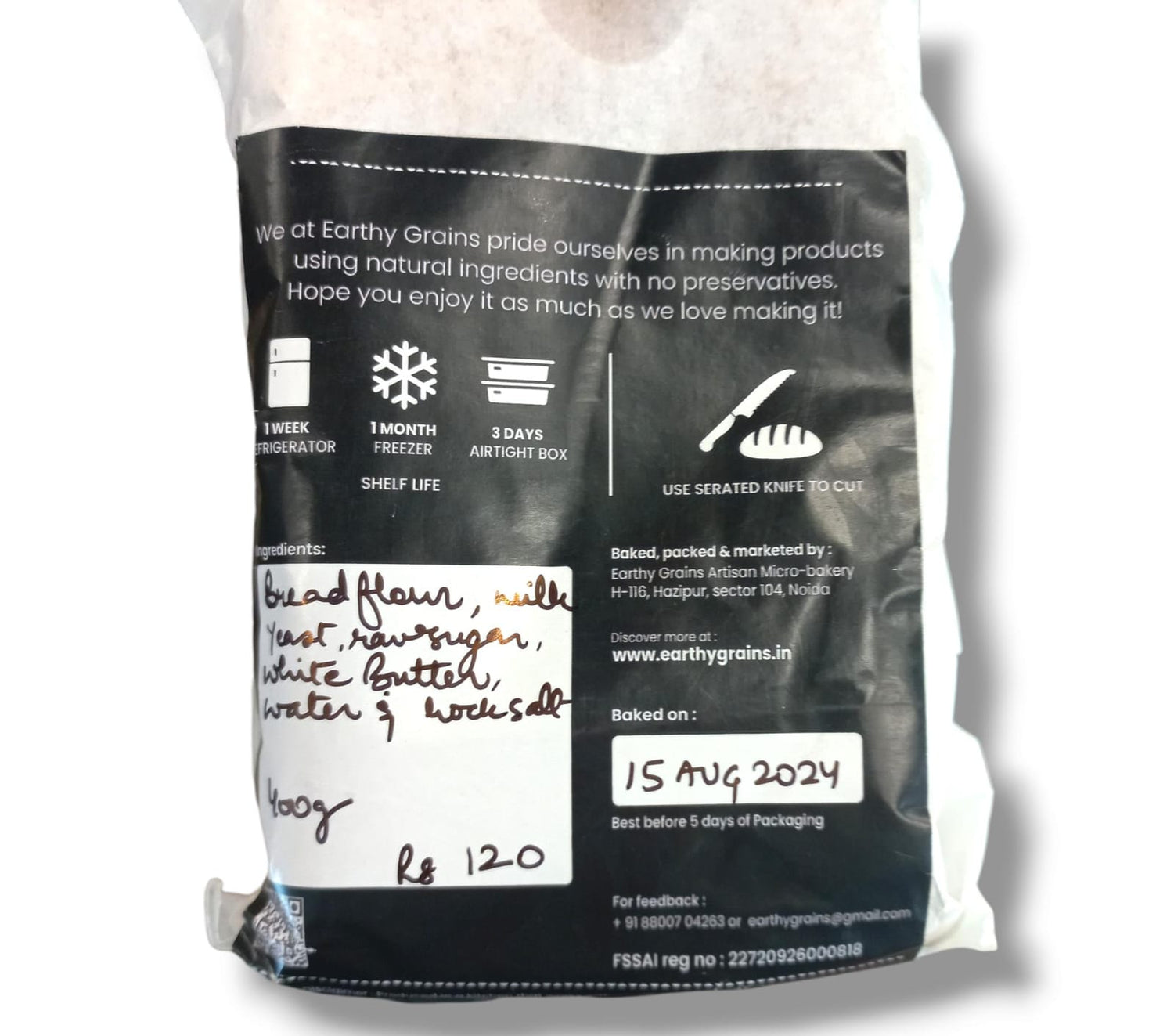 Bread | Milk Bread Everyday Tin Loaf - No Bread Improver, Emulsifiers, Stabiliser, No Preservatives &amp;amp; No Flavour Enhancer Or No Refined Sugar – Earthy Grains – 400gm
