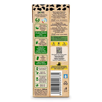 Cow Milk | Certified Organic – Antibiotic Free – No Adulterants, Preservatives &amp;amp; No Stress Hormone – Akshayakalpa – 200ml