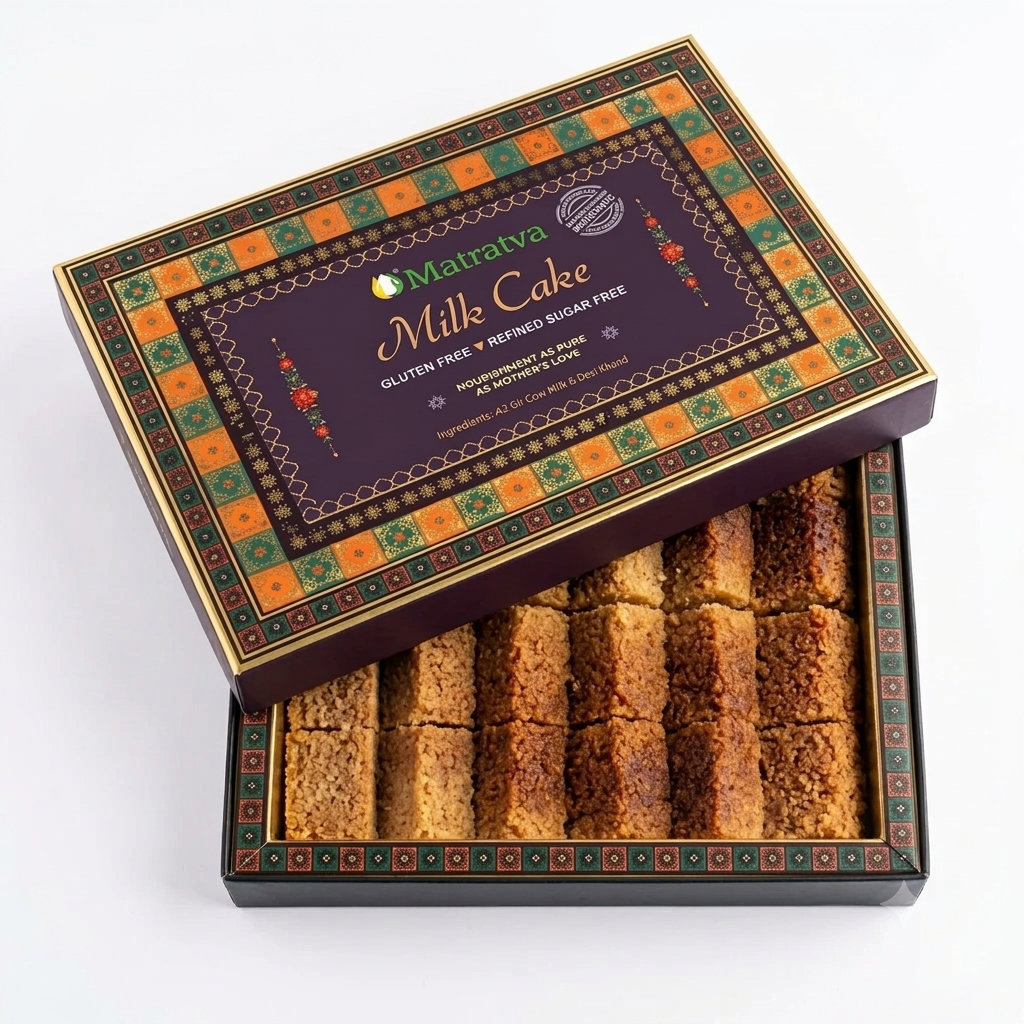 Milk Cake - Gluten Free - Made From 100% Natural Ingredients - No Preservatives &amp; Refined Sugar Free -Matratva- 500gm