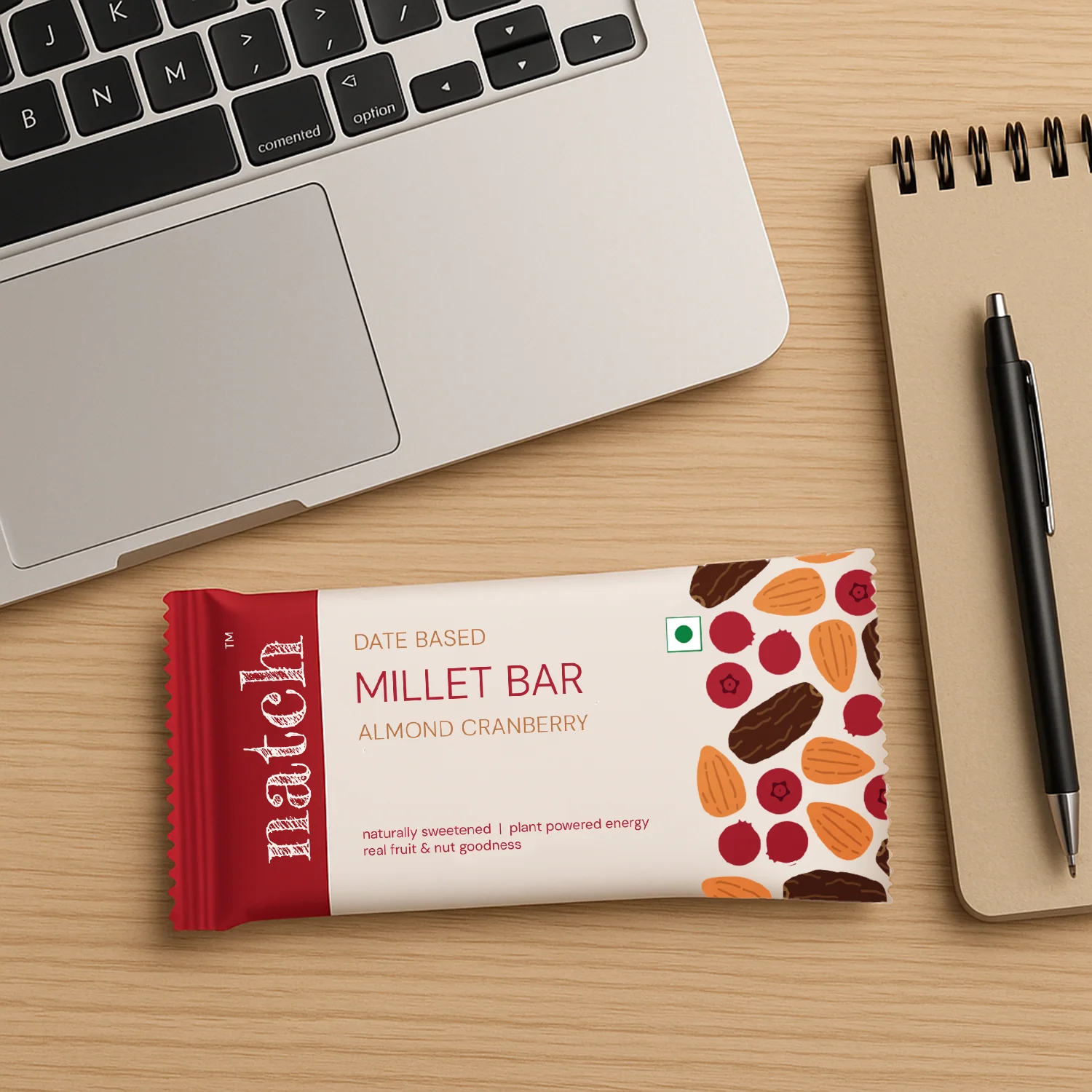 Millet Bar | Almond Cranberry – Naturally Sweetened - No Saturated Fat, No Trans, No Cholesterol–  natch - 40gm