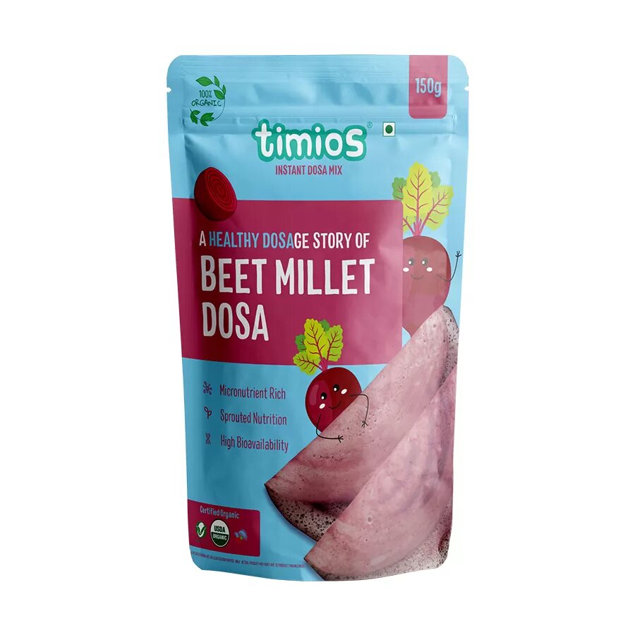 Millet Dosa | Millet Beetroot Dosa Mix – Sprouted Nutrition - USDA Organic - Timios – 150gm