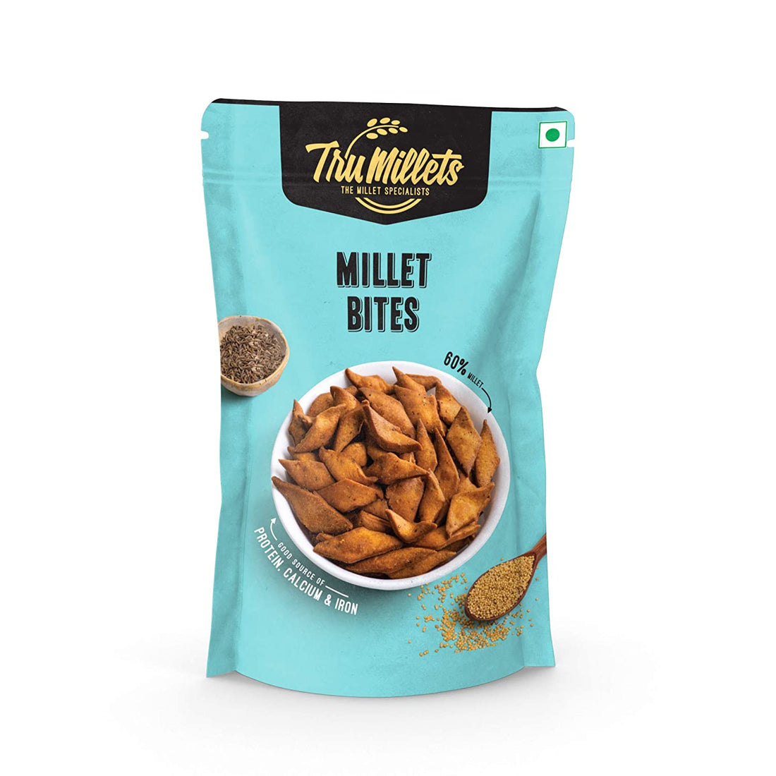 Millet Bites - High Protein, Rich Source of Calcium, Iron, Zero Trans Fat &amp;amp; Cholesterol Free - TruMillets - 125gm