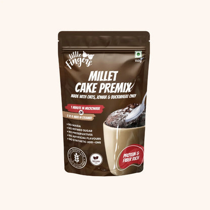 Cake Mix | Chocolate Flavoured Millet Cake Premix (Made With Oats, Jowar, &amp; Buck Wheat) - Vegan , Gluten Free- No Refined Sugar, No Maida &amp;amp; No Preservatives – Little Fingers – 150g