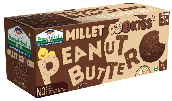 Millet Cookies | Peanut Butter - Gluten Free, No Added Sugar, Maida, Hydrogenated Fat & No Added Artificial Flavors - Tummy Friendly – 75gm