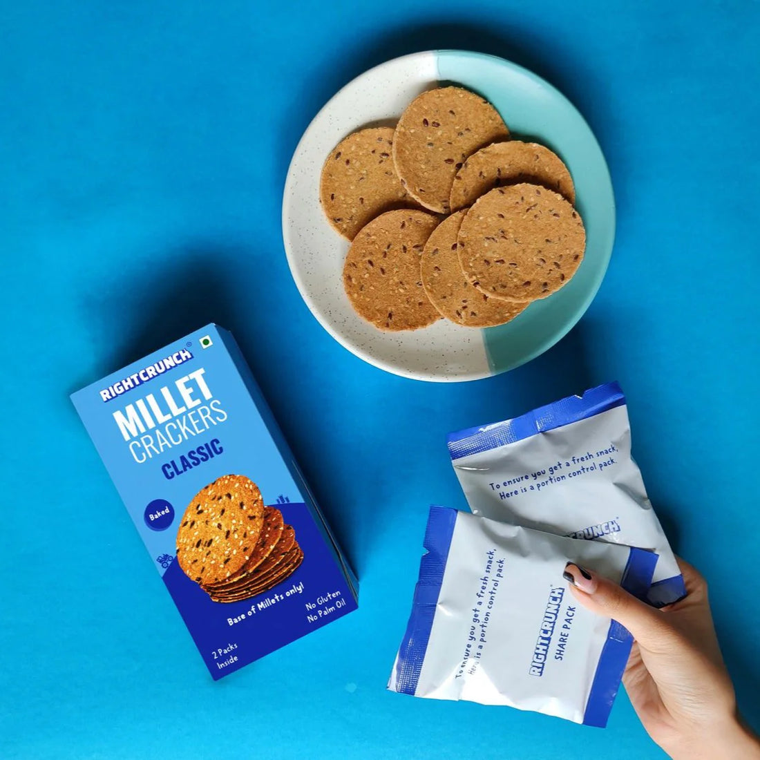 Millet Cracker - Classic - 100% Millet Based Snack - Baked - Gluten Free - Right Crunch - 100gm