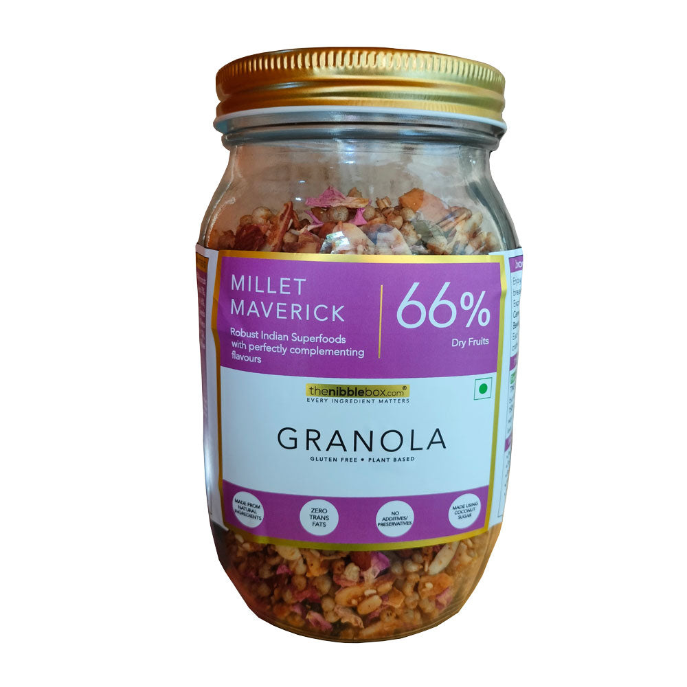 Millet Maverick - Granola - Vegan, Gluten Free &amp;amp; Zero Processed Sugar - The Nibble Box - 250gm
