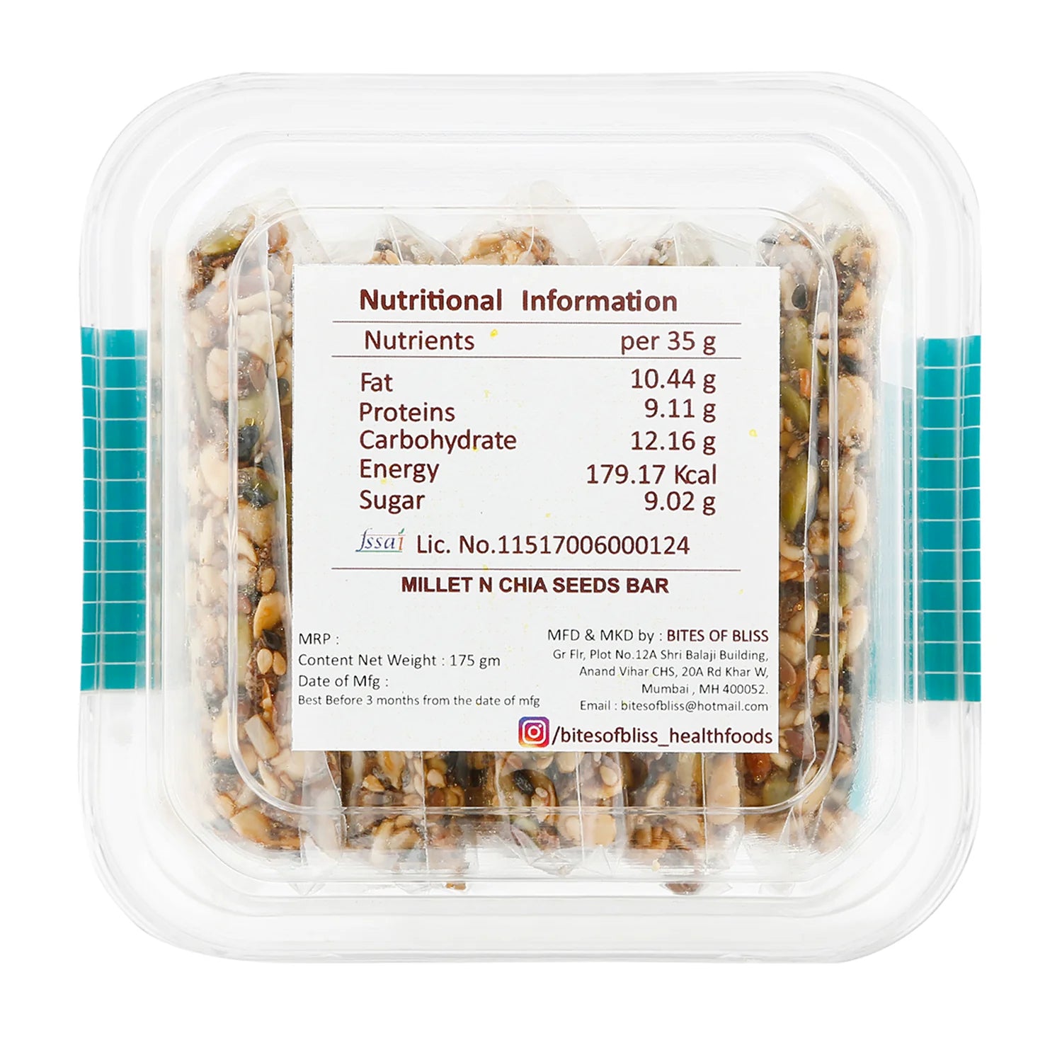 Millet Bar | Millet N Chia Seeds Bar - Vegan, Gluten Free, No Added Sugar &amp;amp; No Added Preservatives – Bites Of Bliss – 160gm