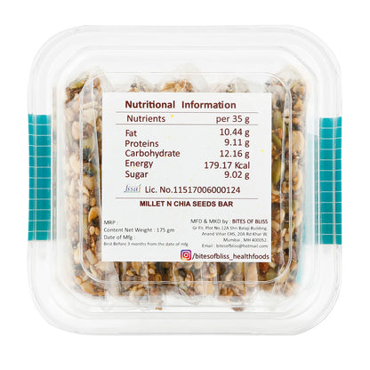 Millet Bar | Millet N Chia Seeds Bar - Vegan, Gluten Free, No Added Sugar &amp;amp; No Added Preservatives – Bites Of Bliss – 160gm
