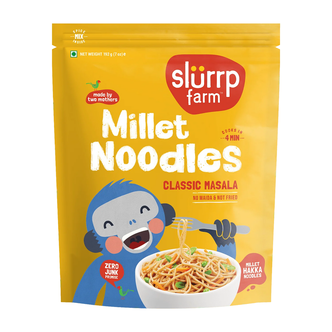 Noodles | Millet Noodles (Classic Masala) - No Refined Sugar, No Maida & Not Fried - Slurrp Farm – 192gm